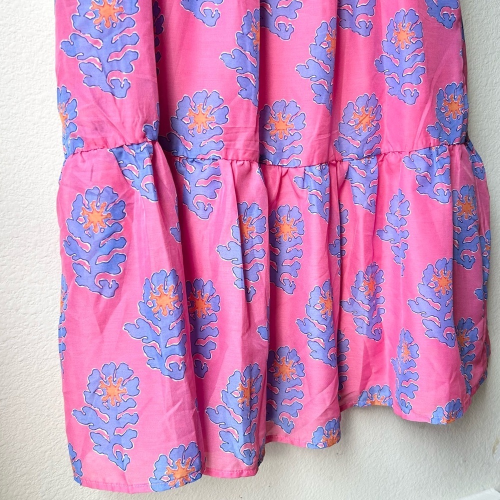 NWT J.Marie Pink Blue The Piper Floral Ruffle Dress Sz S - Picture 11 of 16